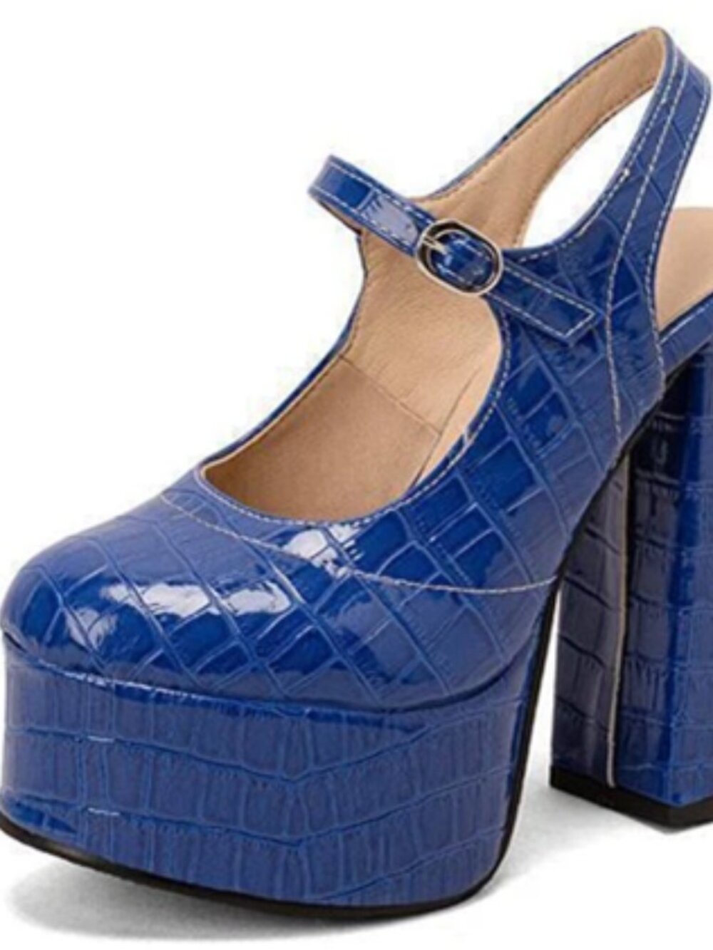 Women's Mary Janes Slingbacks High Heels Dress Shoes Platform Alligator Pattern